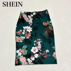 【シーイン】ひざ丈タイトスカート(M)花柄 ウエストゴム ストレッチ素材 可愛いのサムネイル