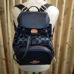 お値下げCOACH コーチ リュック バックパック デニム ネイビー