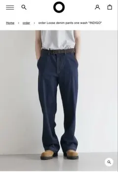 order Loose denim pants one wash"INDIGO"