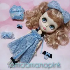 585 アイシードール アウトフィット7点セット(深海ブルーりぼん)黒