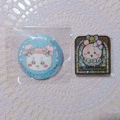 ちいかわ 古本屋 ステンドグラス風アクリルバッチ、刺繍缶バッチ2点セットのサムネイル