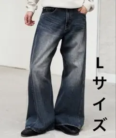 WYM LIDNM CURVED FLARE BAGGY DENIM インディゴ