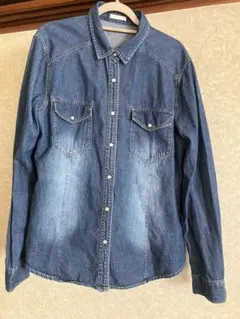 メ3906 ジーユー レディース  デニムブルー ダンガリーシャツ  L