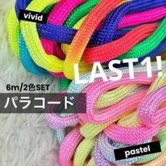 2色セット★パラコード 6m 4mm幅 レインボー パステル ビビット ロープ紐