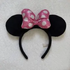 ミニー　カチューシャ　スパンコール　ピンク　ディズニー