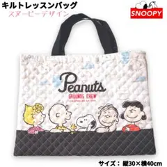 スヌーピー キルト レッスンバッグ 黒白 入学準備 絵本バッグ PEANUTSのサムネイル