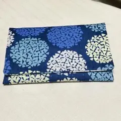 ハンドメイド ポケットティッシュケース 小物ポケット付き 花柄 紫陽花 ブルー