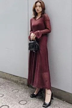 rienda（リエンダ） クロシェマーメイド　ニットワンピース