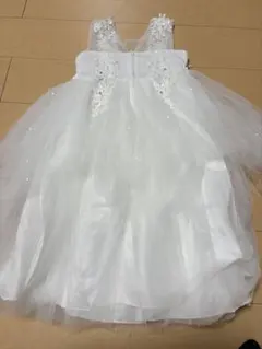 子供用　ホワイト フォーマルドレス レース　130