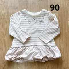 petit main ストライプリボンTシャツ 90