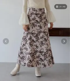 リボンプリントマーメイドスカート