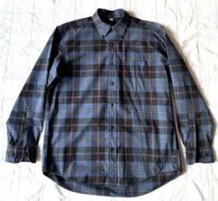 ★UNIQLO／ユニクロ★青系チェック柄 長袖シャツ M