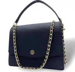 トリーバーチ　ロビンソン　チェーン ショルダーバッグ　2way　レザー　ネイビー