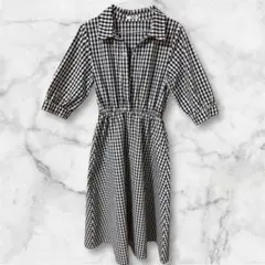 Honeys チェック柄シャツワンピース 七分袖
