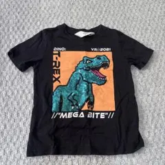 【A 8】H&M 100 半袖Tシャツ　男の子　スパンコール恐竜