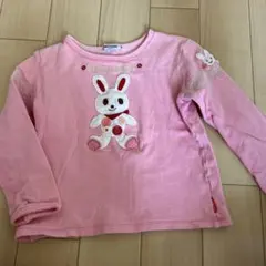 mikihouseウサギ刺繍トレーナー 110cm ピンク