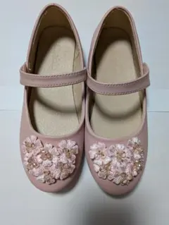花飾り付きピンクフォーマルシューズ　20cm