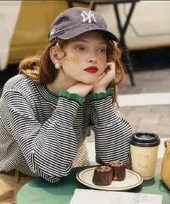 ラメフリル配色リブボリュームスリーブプルオーバー