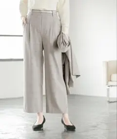 グローバルワーク　ウツクシルエットストレートパンツ チェック柄　Sのサムネイル