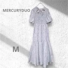 【ta39】MERCURYDUO ロングワンピース 花柄 ブルー Mティアード