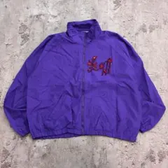 90s　USA製　AUGUSTA　ナイロンジャケット　L　パープル　無地　古着