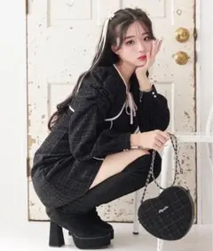 【TITTY&CO.】ラメツイードミニジャンパースカート&ジャケット