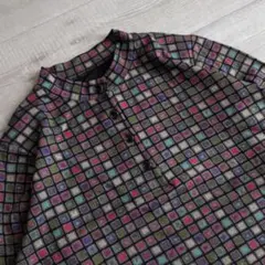 90s vintage レトロ 総柄 幾何学模様 プルオーバー マルチカラー