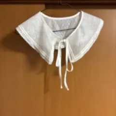 ホワイト刺繍入りつけ襟レース