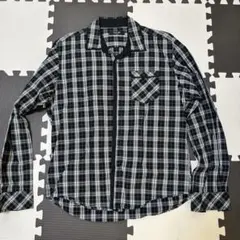 ライトオン　メンズ 長袖チェックシャツ 黒白 Lサイズのサムネイル