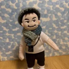 #2537e 小田和正 人形 ニット帽とマフラーのセット 青/薄水/青緑