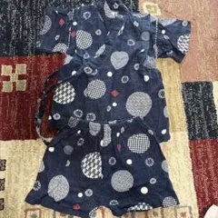 ネイビー水玉模様甚平 90cm