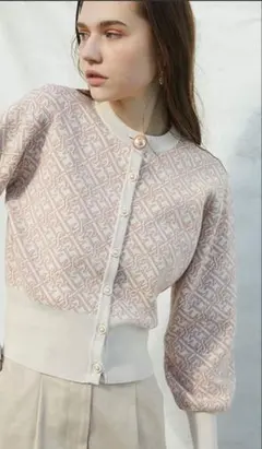 ES spring monogramニットカーディガン （BEIGE）