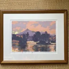額装版画】加納告保 作「大山晴朗」セリグラフ 解説書付 鳥取 大山