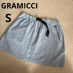 【美品】GRAMICCI グラミチ　ミニスカート リネン50% 水色　Sのサムネイル