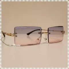 ◀︎リムレス サングラス ★新品︰未使用品★スクエアレインボーグラサン おしゃれ