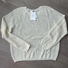 UNIQLO 3Dニット　L 透かし編みアイボリー長袖ニット