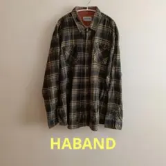HABAND チェック柄 プリントネルシャツ 長袖