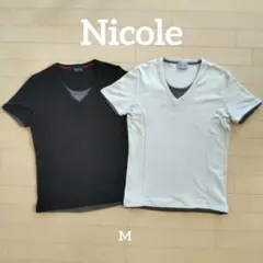 NICOLE CLUB レイヤードTシャツ 2枚組 M グレー・黒 メンズのサムネイル