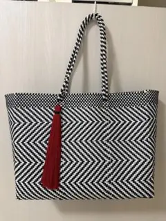 メルカドバッグ　Lサイズ　ブラック✖️ホワイト