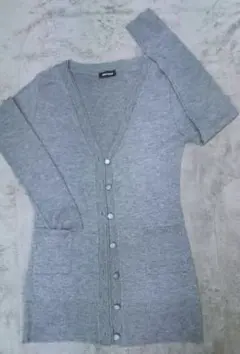 ニットカーディガン　M 薄め　グレー　美品
