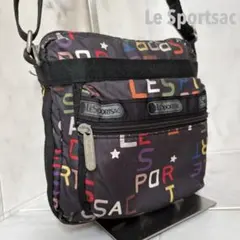 美品 レオナールスポーツ ショルダーバッグ ナイロン ブラック マルチ 