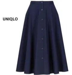 UNIQLO フロントボタンサーキュラースカート　M ネイビー