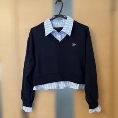 ネイビー　トレーナー　スウェット　シャツ切り替え