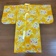子供浴衣　黄色にうさぎと花柄　サイズ９〜１０歳　綿100%