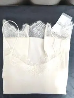 SLOBE IENA サテンレースキャミソール　ナチュラル