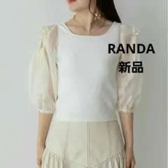 【新品】RANDA シアー スリーブカットプルオーバー ニット アイボリーのサムネイル