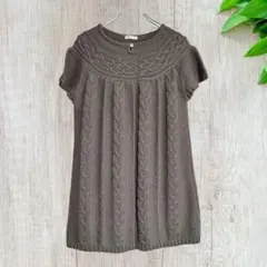 RIMSBY FIELD ブラウン ケーブル編み チュニックLL