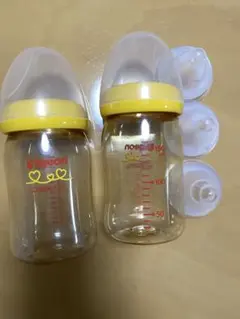 Pigeon 哺乳瓶 150ml クリア/イエロー　乳首SS、S、L
