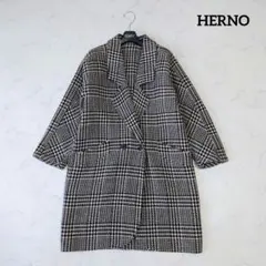 美品✨HERNO ツイード ナイロン ダウンコート チェック柄 紺 12A 2025年最新ヘルノ HERNO チェック柄の人気アイテム - メルカリ