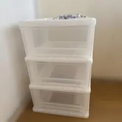透明プラスチック製3段衣類収納ケース